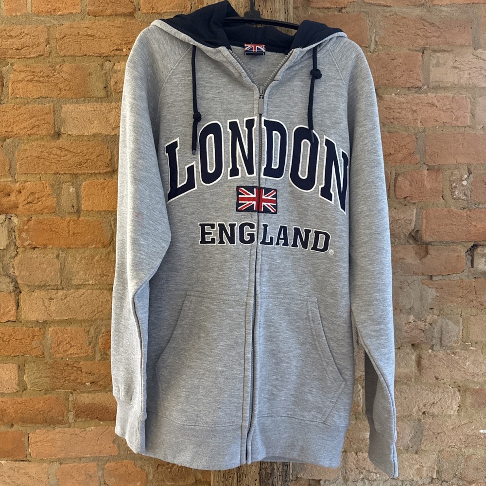 London England Zip Up Sweatshirt Jacket Mens XL